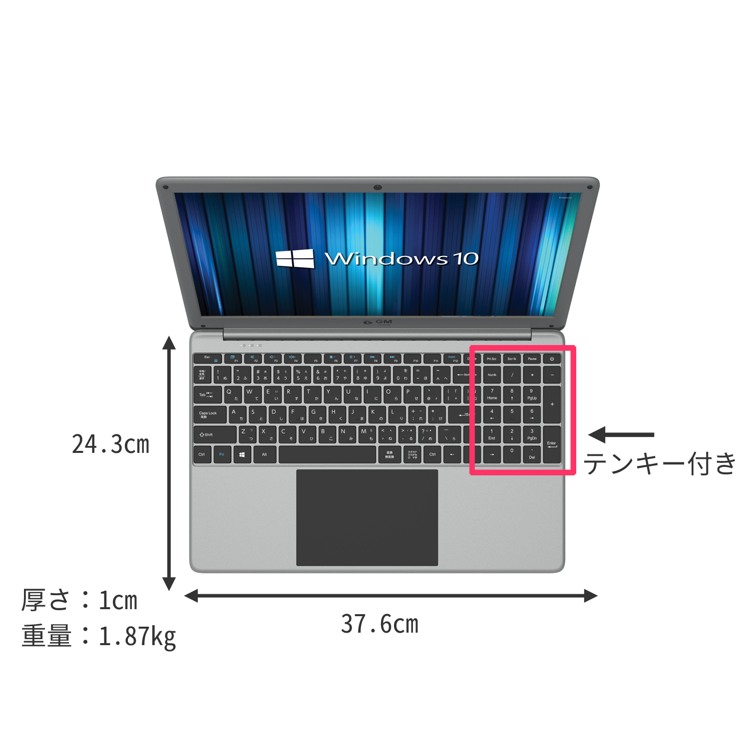 【新品】【Windows 10】GM-JAPAN 超軽量ノートパソコン N3450（15.6型）