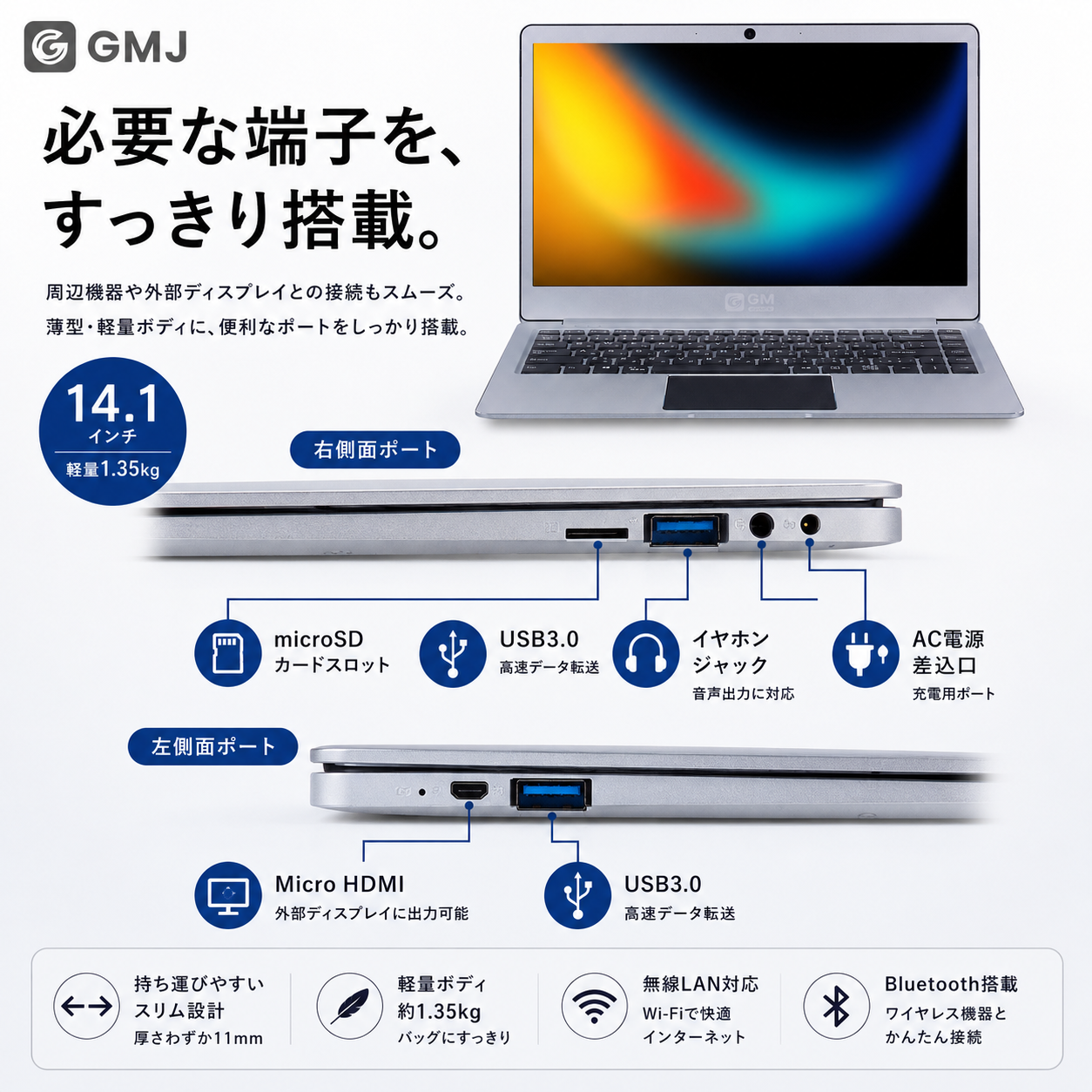 新品】GM-JAPAN 超軽量ノートパソコンN4120（14.1型） / Used Fun