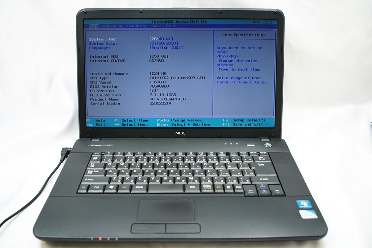 ジャンク品ノートパソコン　NEC PC-VK25 15.6インチ