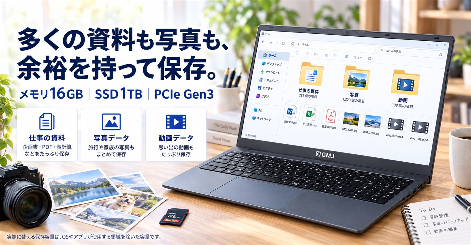 新品】16GB/1TB版 GM-JAPAN 超軽量ノートパソコン Core i3 (15.6型